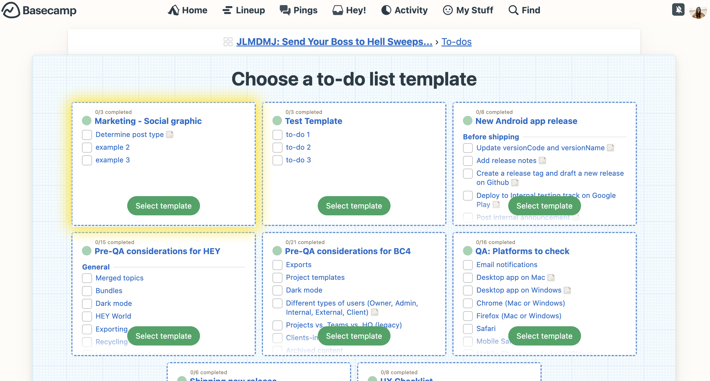 Step 12: Select Your New Template