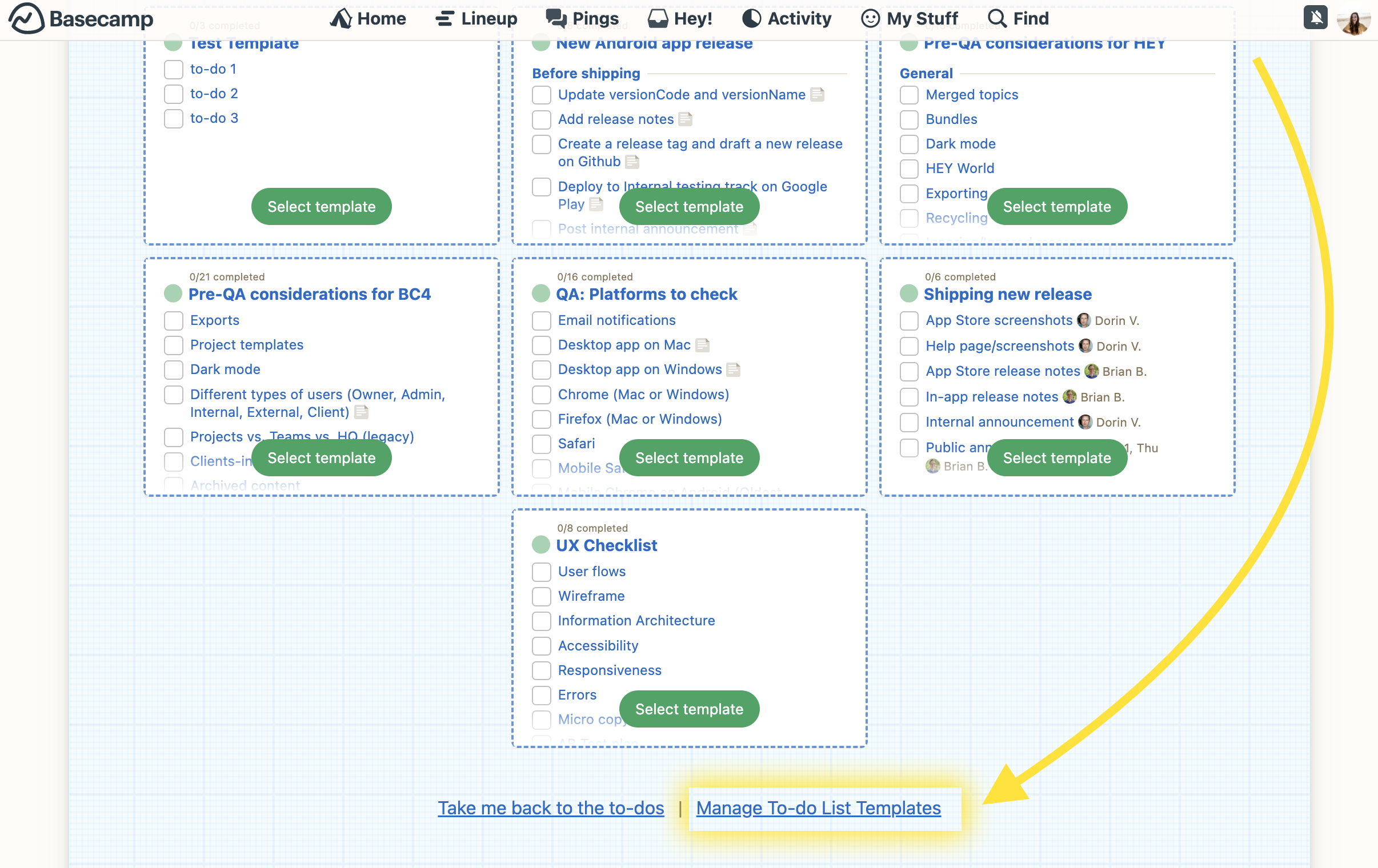 Step 5: Scroll Down and Click Manage to-do list templates…