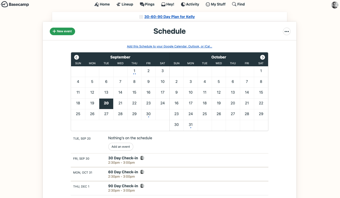 Set aside time for 30-60-90 Day Plan meetings early.