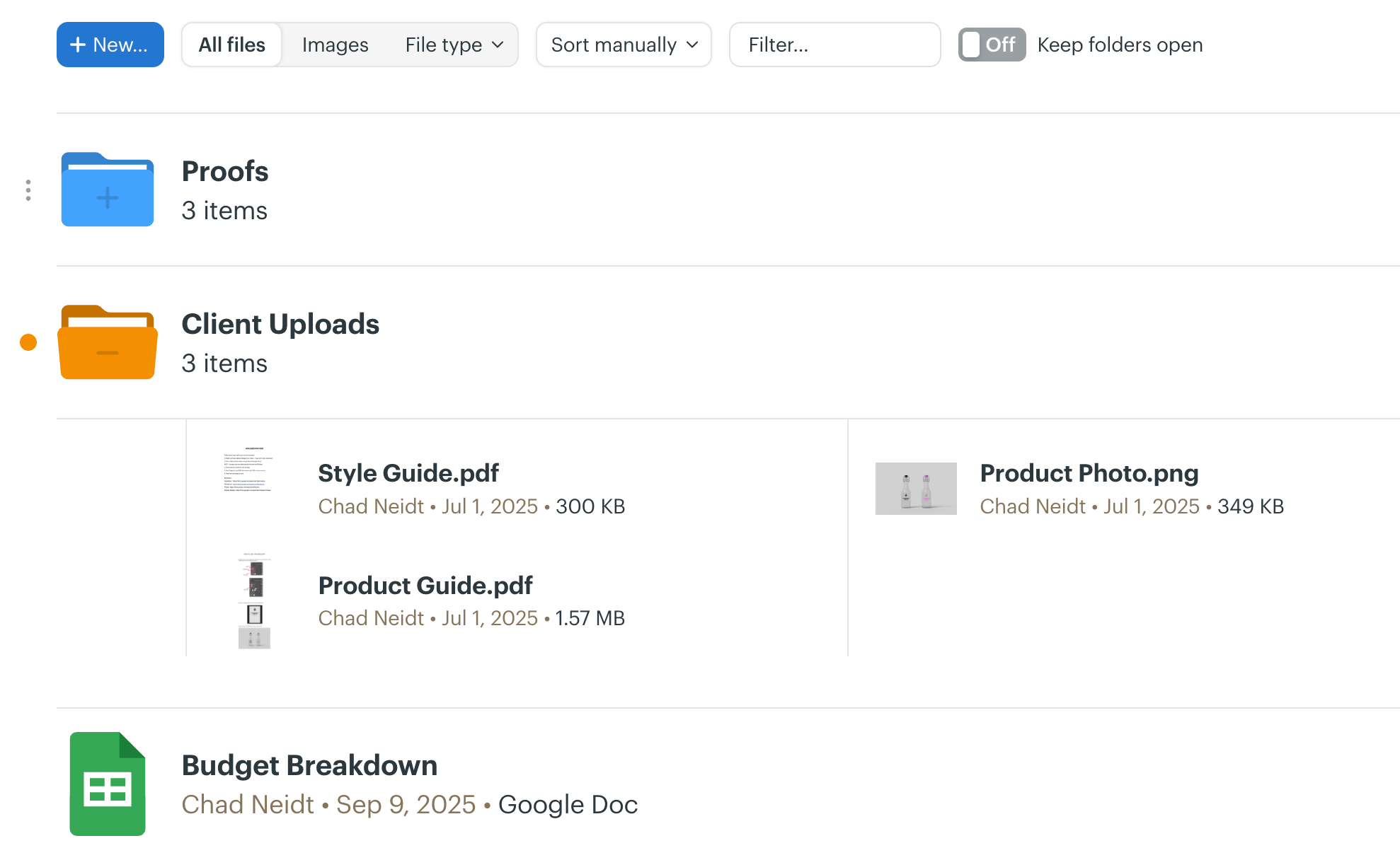 Simplified Docs & Files layout and structure